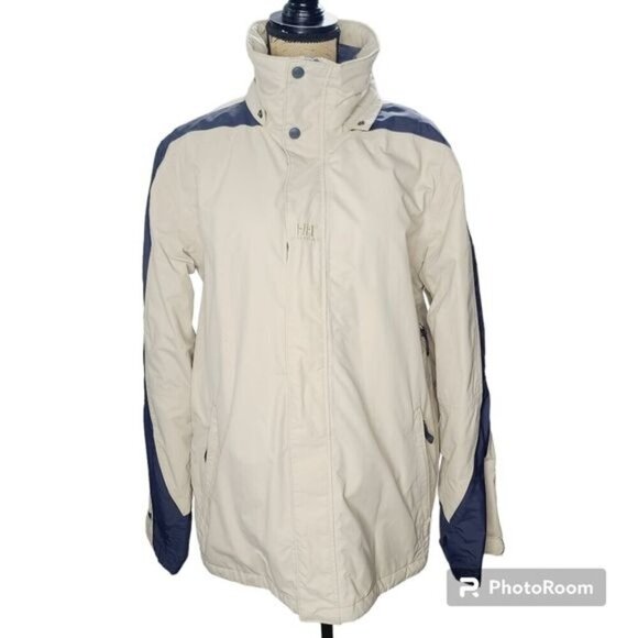 Helly Hanson Tan Blue Ski Parka Winter Jacket Tech Sport Large - Picture 1 of 13